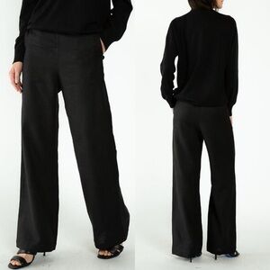 Neu Nomads Cara Palazzo Pants Cotton High Rise Wide Leg Pull On Trouser Black